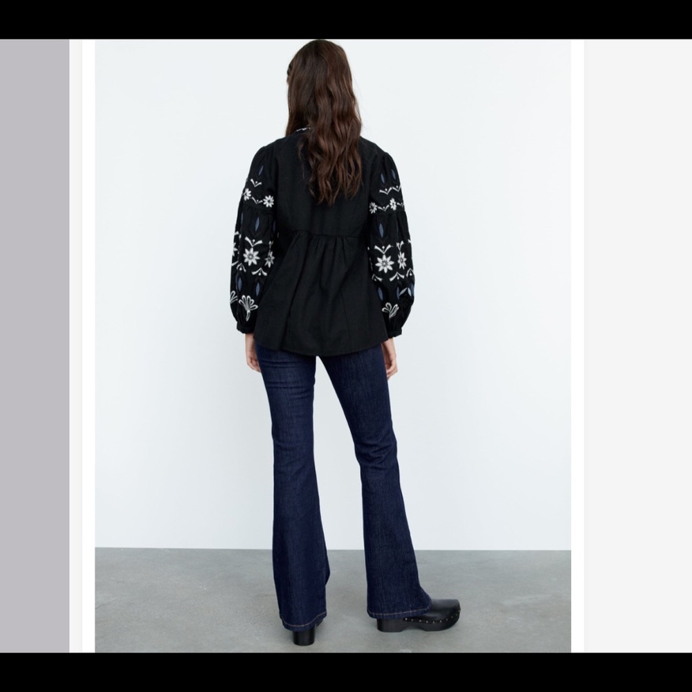 ZARA Embroidered Cotton Overshirt - Picture 7 of 16